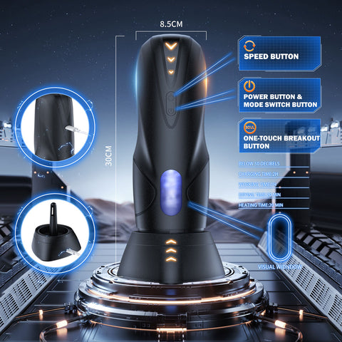 CyberSkin Galaxy Voy - USB Rechargeable Thrusting & Rotating Auto Masturbator with Heater Strokers - Auto