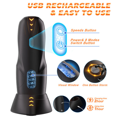 CyberSkin Galaxy Voy - USB Rechargeable Thrusting & Rotating Auto Masturbator with Heater Strokers - Auto
