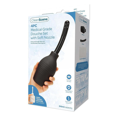 CleanScene 4 Piece Medical Grade Douche Set with Soft Nozzle Black Douches