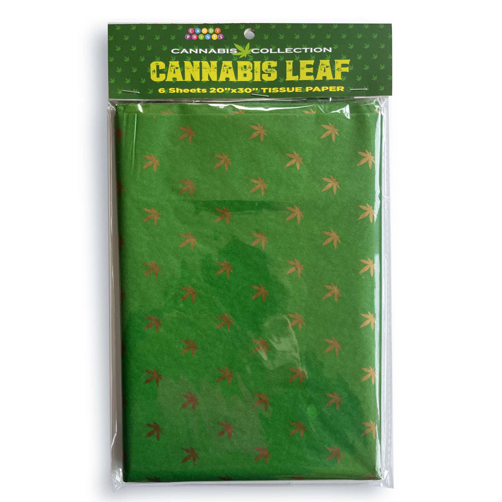 Cannabis Leaf Tissue Paper Sheets 6 Pack Novelty Gift Wrapping Decoration Green Party Supplies