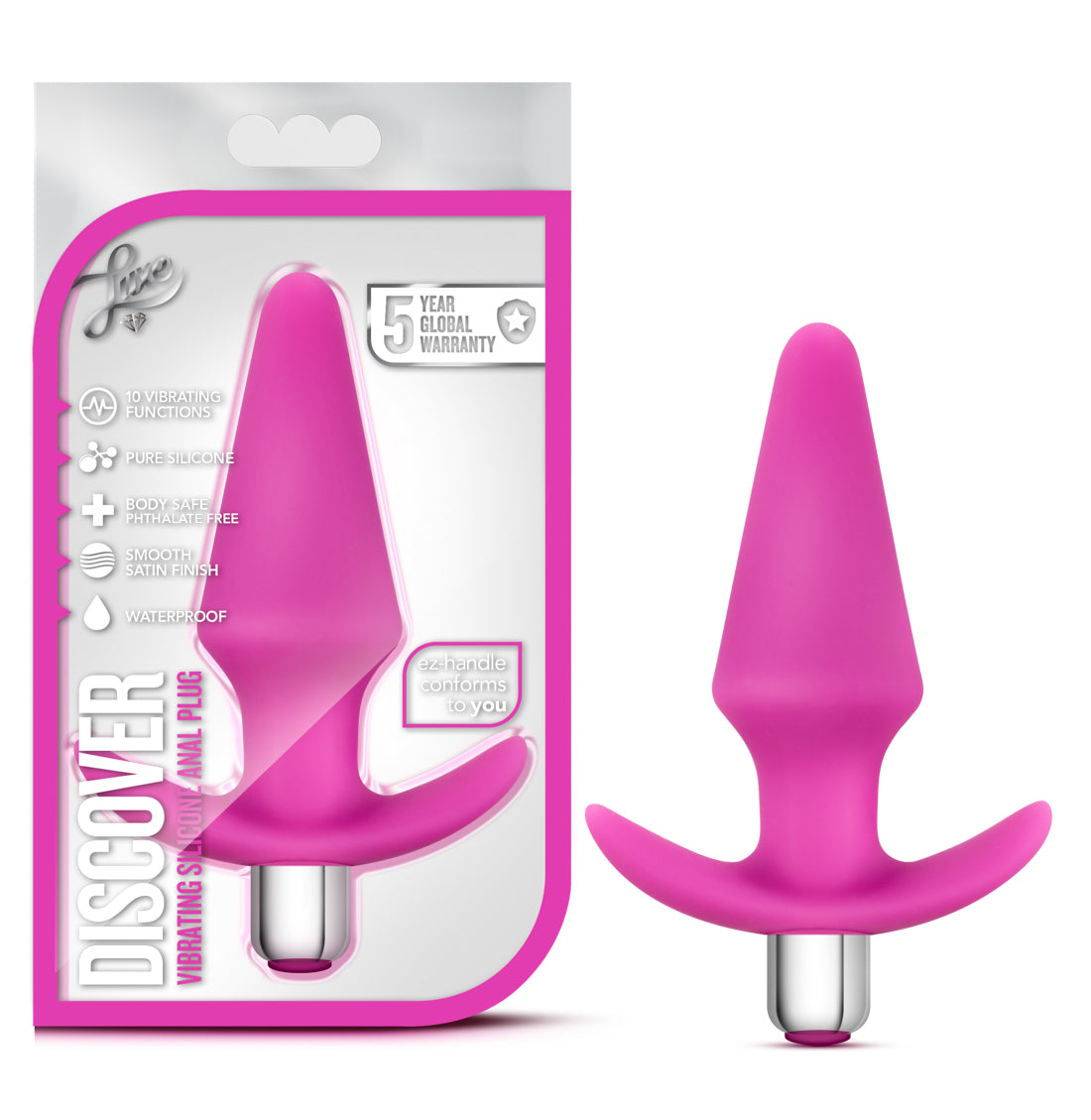 Luxe Discover Pink Anal Plug with 10 Vibrating Functions (4.95 Inch) > Anal Range > Vibrating Butt Plugs