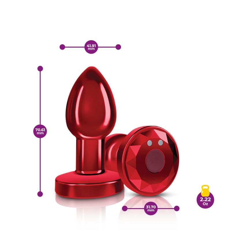 Cheeky Charms Red Vibrating Metal Butt Plug Small > Anal Range > Vibrating Butt Plugs
