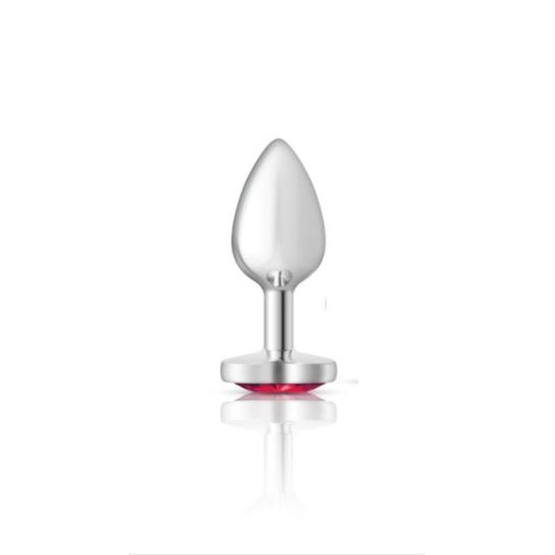 Cheeky Charms Silver Metal Butt Plug with Heart Pink Jewel Small > Anal Range > Jewel Butt Plugs