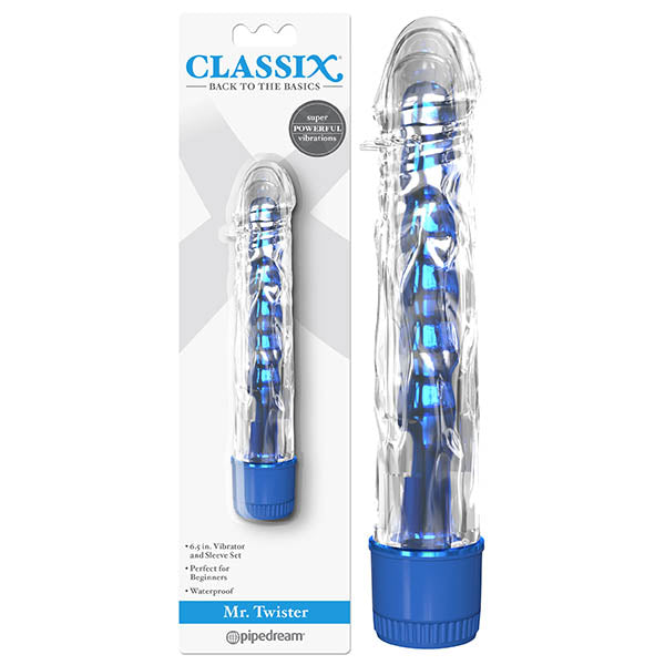 Classix Mr Twister - Metallic Blue 6'' Vibrator with Clear Sleeve Default Title Vibrators