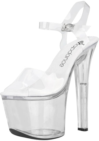 Clear Platform Sandal With Quick Release Strap 7 Inch Heel for Adult Costume Play 8 Heels
