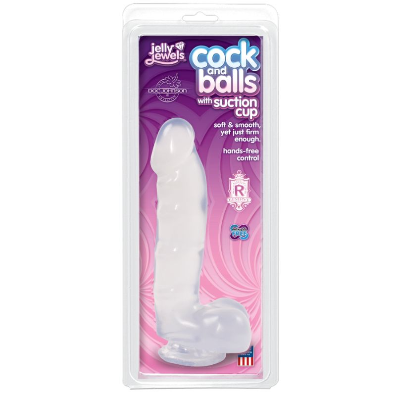 Cock And Balls With Suction Cup Diamond Clear DONGS