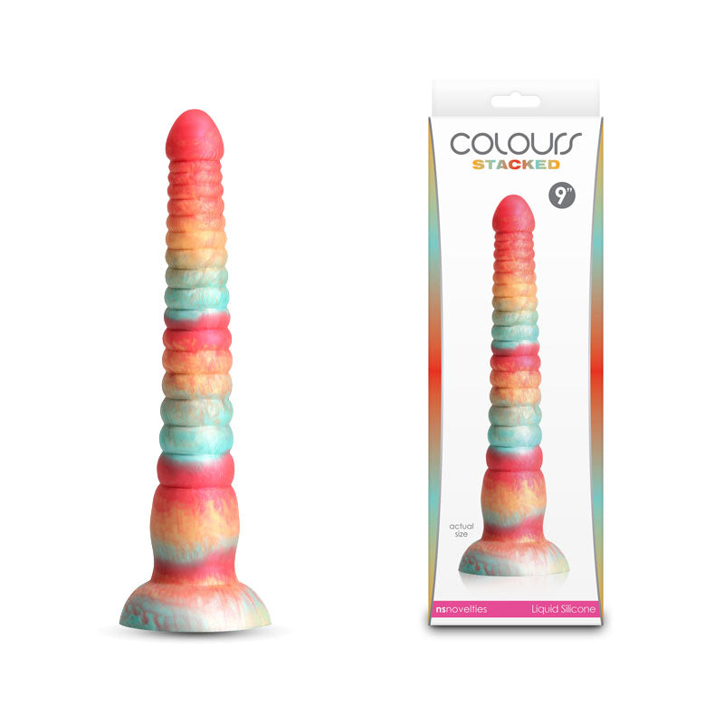 Colours Stacked 9 Inch Dildo Red and Gold Fantasy Toy Coloured DONGS