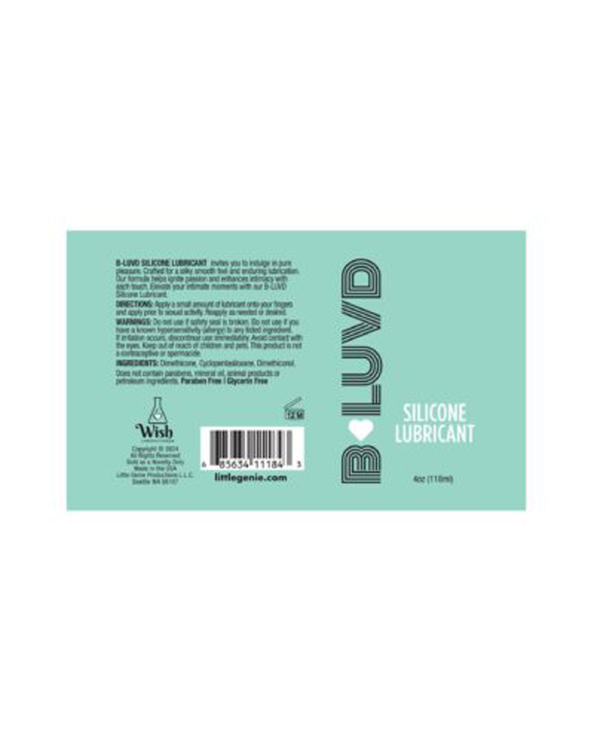 B-LUVD Silicone Lubricant 118ml Bottle > Lube > Silicone