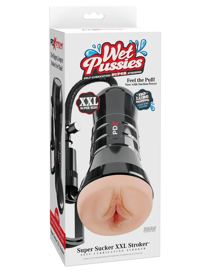 PDX Wet Pussies Super Sucker XXL – Suction Pump Vagina Stroker Beige > Sex Toys For Men > Masturbators > Manual