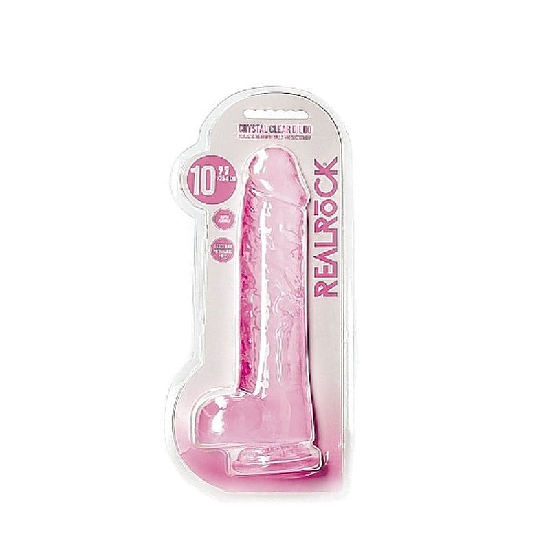 REALROCK Crystal Clear Realistic Dildo with Balls 10 Inch Dong > Dildos > Large Dildos