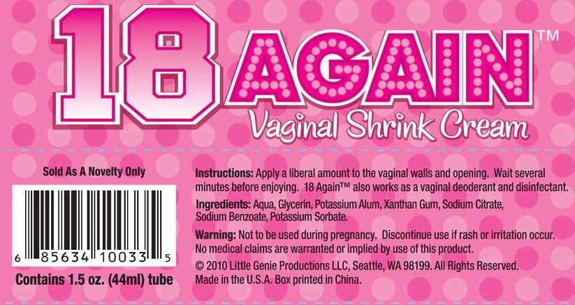 18 Again Vaginal Tightening Cream 44 ml 1.5 oz Enhancers Female