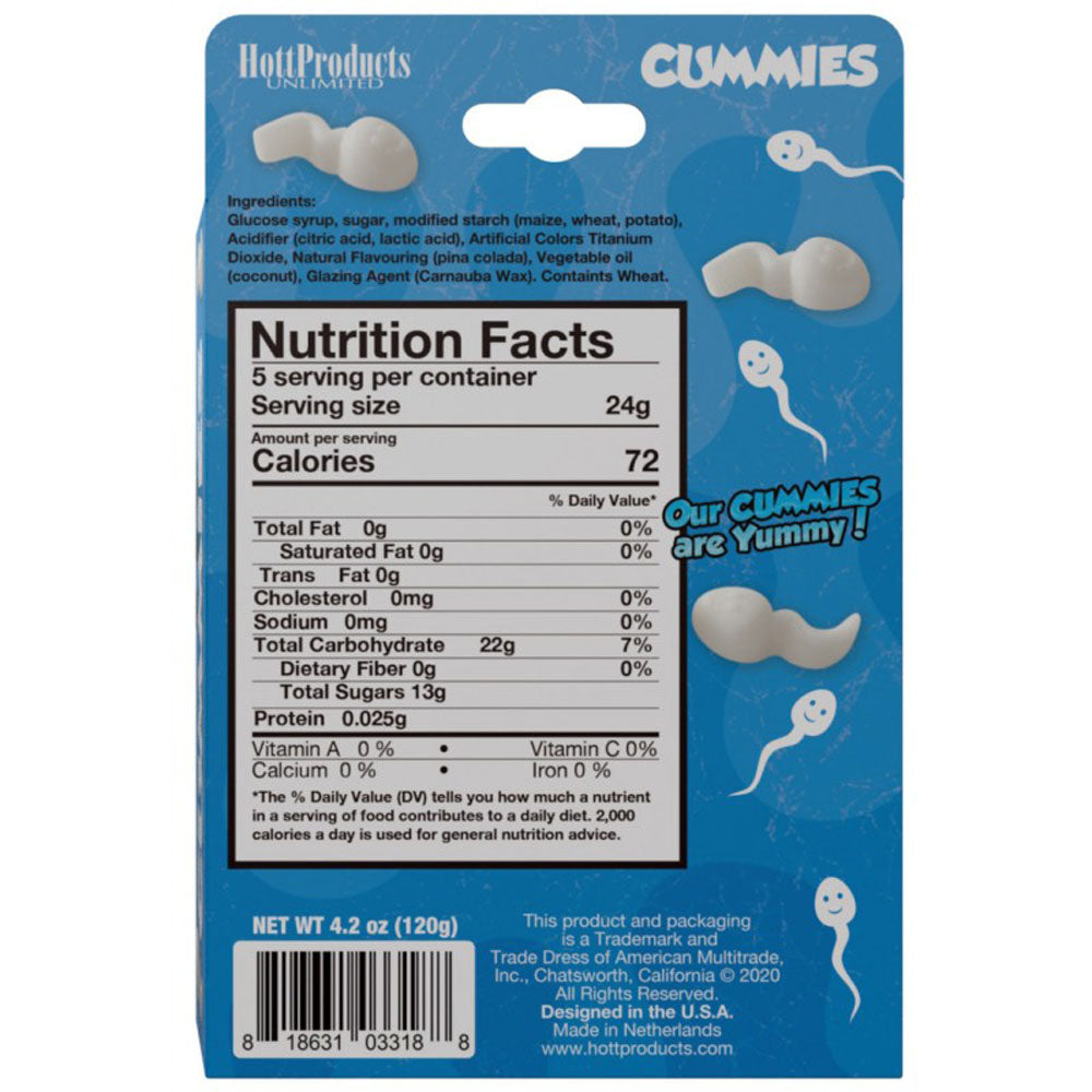 Cummies Pina Colada Sperm Shaped Gummies – Flavored Edible Candy White Party Supplies
