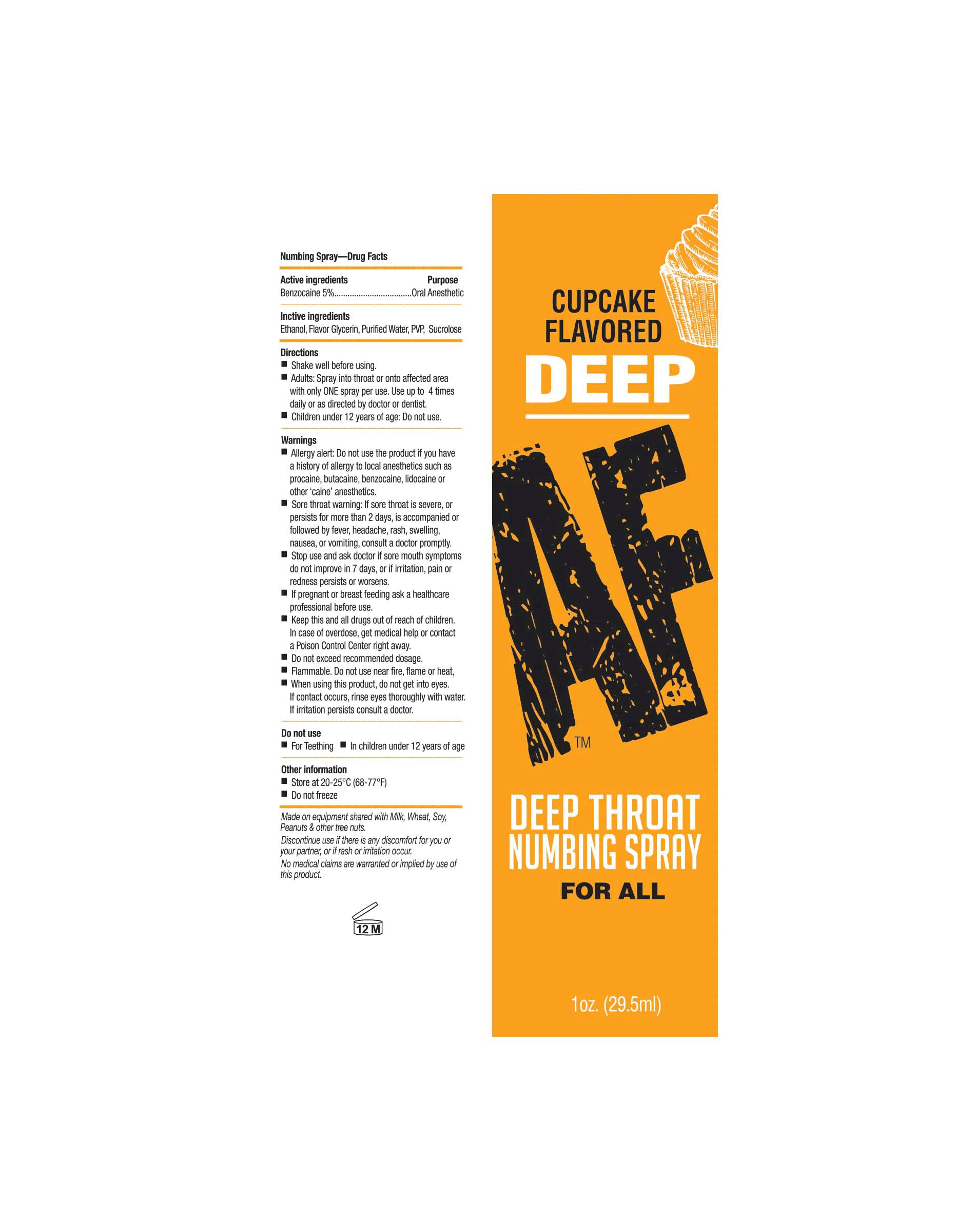 Deep AF Cupcake Flavored Throat Spray 29ml – Benzocaine Oral Spray Secondary image