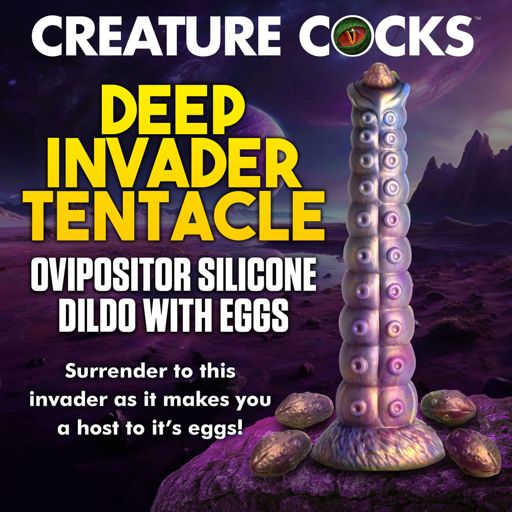 Deep Invader Tentacle Ovipositor (Colored) – Textured Silicone Dildo with Eggs 9 inch > Dildos > Fantasy