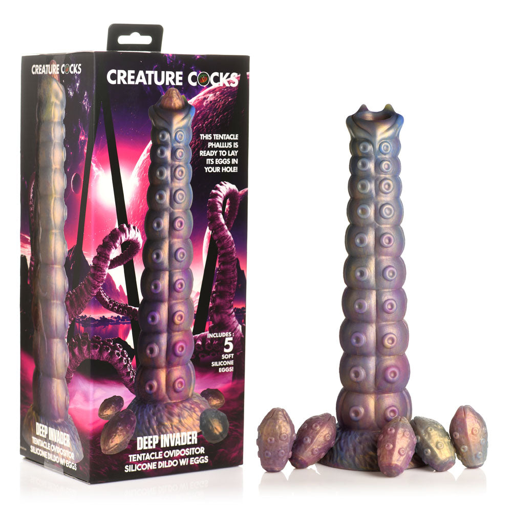 Deep Invader Tentacle Ovipositor (Colored) – Textured Silicone Dildo with Eggs 9 inch > Dildos > Fantasy Main image