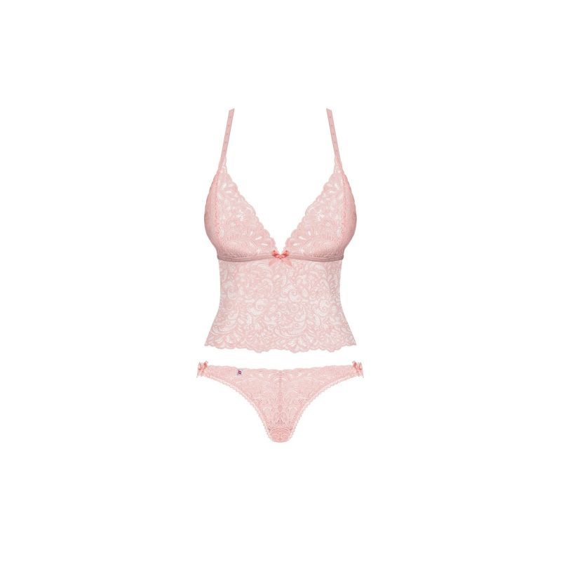 Delicanta Pink Lace Top and Panties Set – Translucent Lace Lingerie Set Secondary image