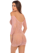 Demure Long Sleeve Mini Dress with Lace Detailing > Clothes > Dresses and Chemises