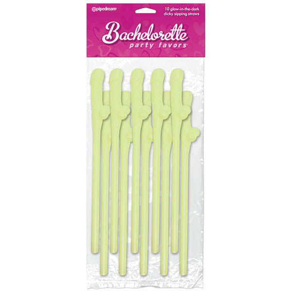 Dicky Sipping Straws Glow in the Dark Set of 10 Bachelorette Party Favors Default Title Party Supplies