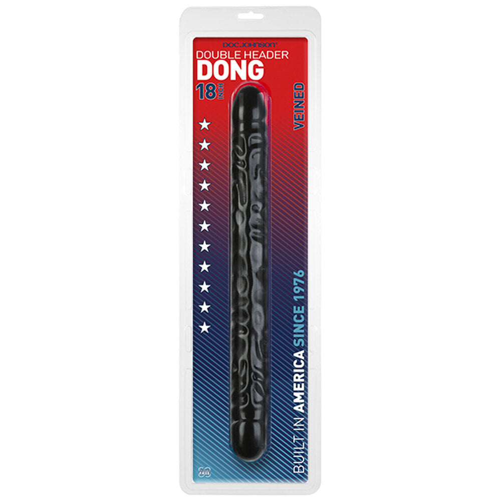 Double Header 18 Inch Veined Dong Black – Large Double-Ended Dong > Dildos > Double Dildos