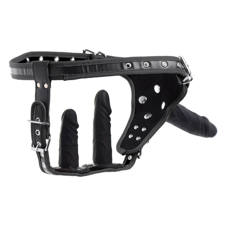 Double Penetration Strap On Harness With Three Detachable Dildos STRAP-ONS