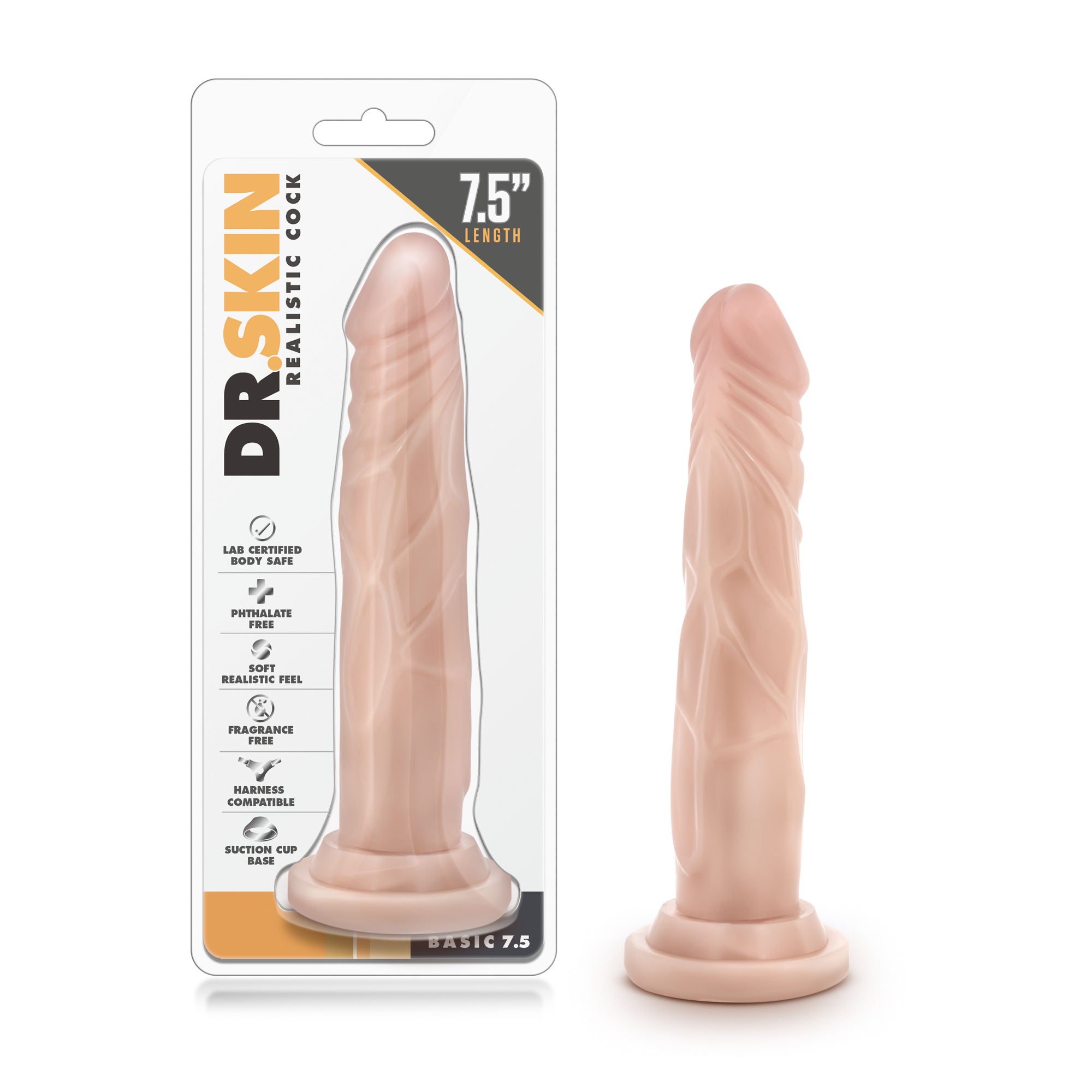 Dr Skin Realistic Dildo 7.5 Inch Beige with Suction Base > Dildos > Realistic Dildos Main image
