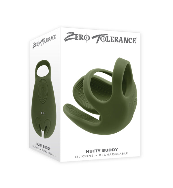 Zero Tolerance NUTTY BUDDY Olive USB Vibrating Cock & Balls Ring Green Cock Rings Vibrating