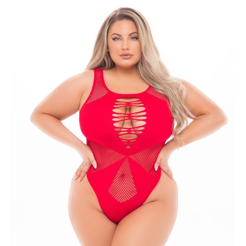 Duchess High Neck Red Bodysuit Queen Size > Clothes > Bodies and Playsuits