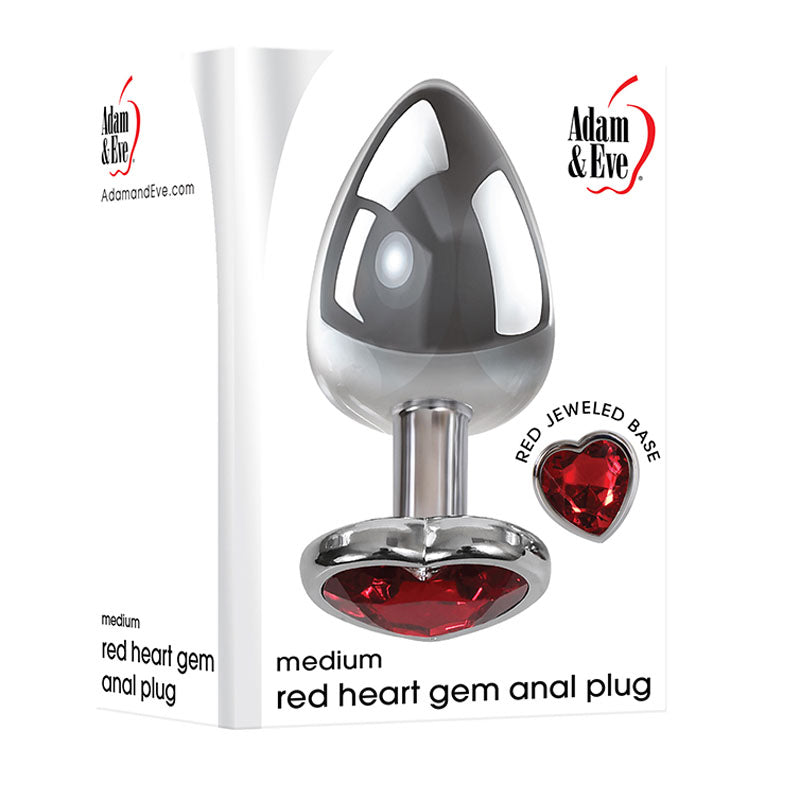 Adam & Eve Red Heart Gen Medium 8.25 cm Metallic Butt Plug Secondary image