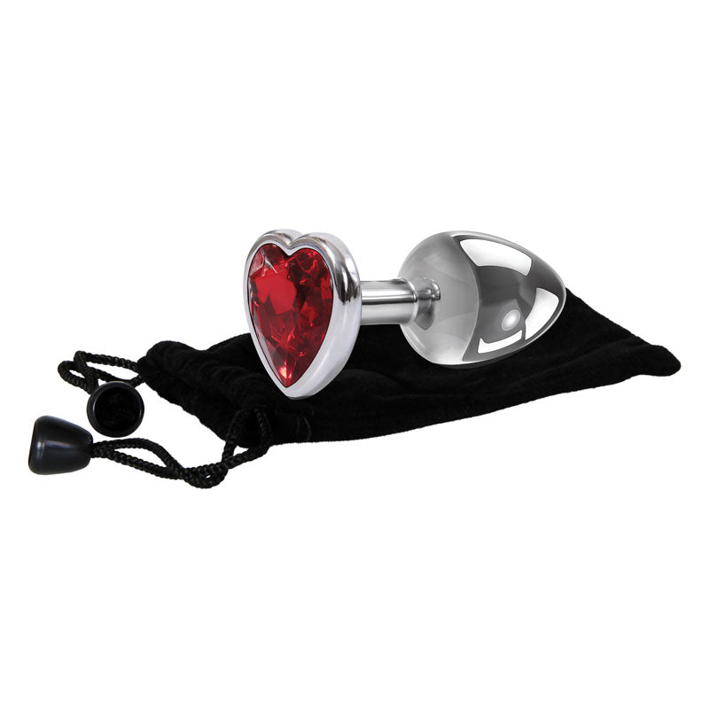 Adam & Eve Red Heart Gen Large Metallic 9.5 cm Butt Plug > Anal Range > Jewel Butt Plugs