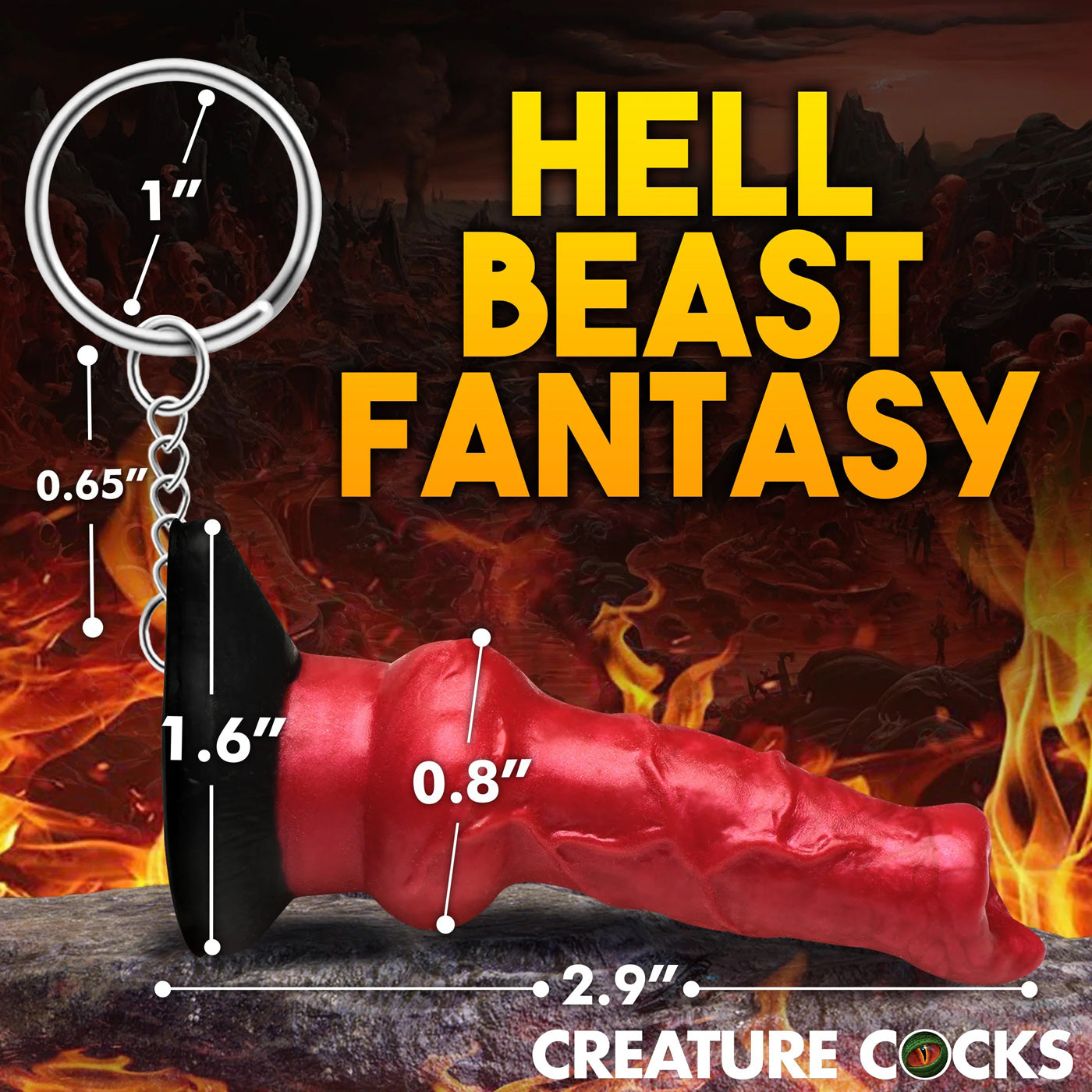 Creature Cocks Hell-Hound Keychain Novelty Fantasy Dildo Keyring Gag Gifts & Novelties
