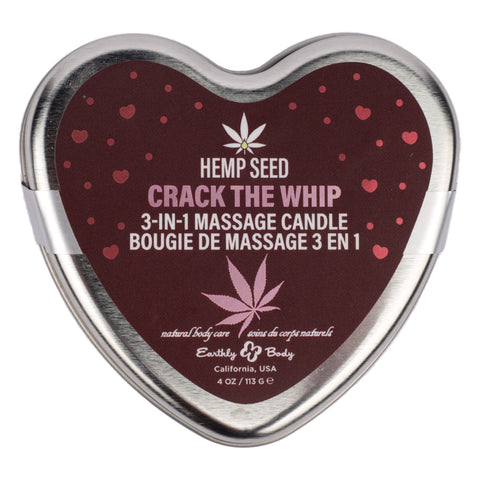 EB Hemp Seed 3 in 1 Candle 113g - Crack The Whip, Rose Amber Scent Massage Oil