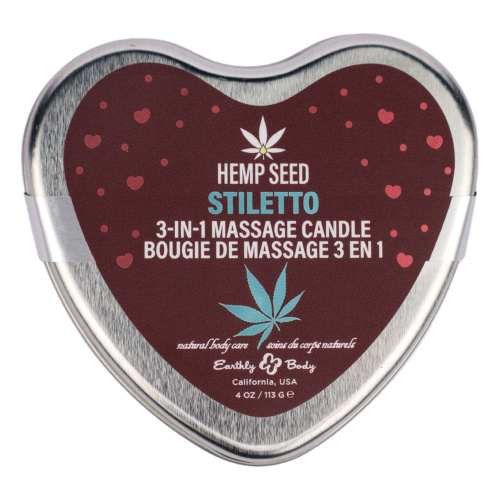 EB Hemp Seed 3 in 1 Massage Heart Candle 113g - Stiletto Scented Massage Oil