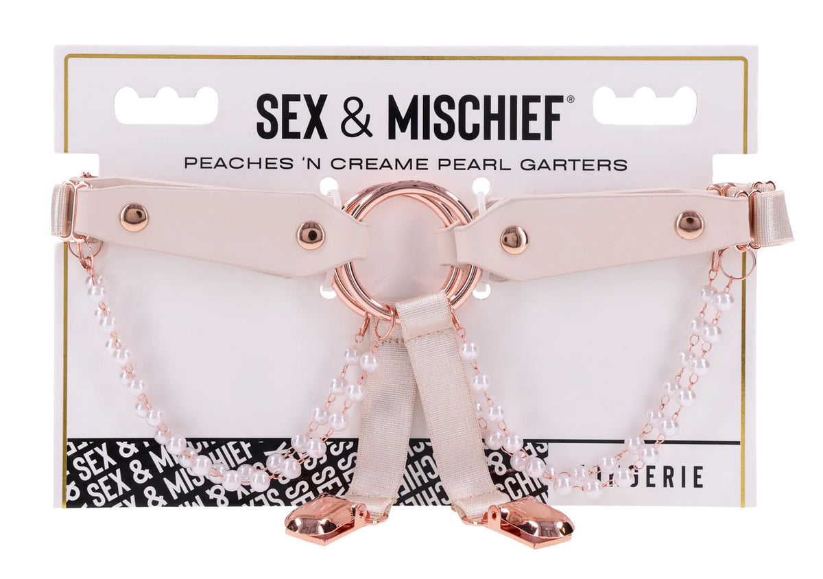 Peaches N Creame Pearl Garters (Peach) – Elegant Garters Peach > Clothes > Hosiery > Garterbelt Sets