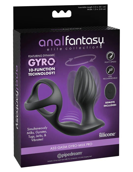 Anal Fantasy Elite Collection Ass-Gasm Gyro-Milk Pro (Black) – Prostate Massager Black > Anal Range > Prostate Plugs