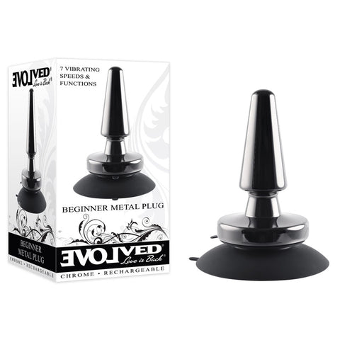 Evolved Beginner Vibrating Metal Plug 4.41 Inches Silver Butt Plugs