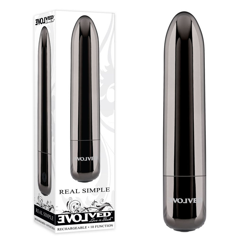 Evolved REAL SIMPLE - Black 10 cm USB Rechargeable Bullet Chrome BULLETS & EGGS