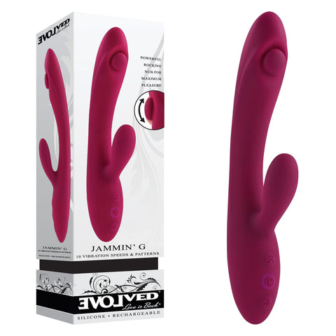 Evolved JAMMIN' G Dual Vibrator 20.1cm Waterproof Red VIBRATORS-RABBIT