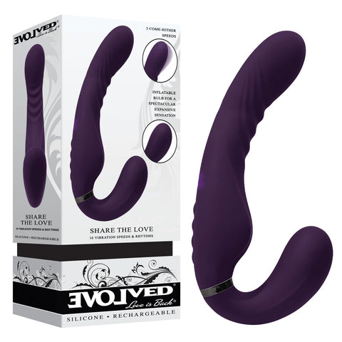 Evolved SHARE THE LOVE Inflatable Vibrator 22.9cm Purple VIBRATORS-RABBIT