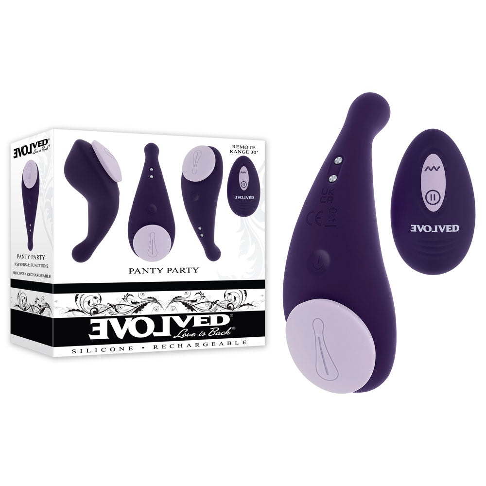 Evolved PANTY PARTY Remote Controlled Silicone Vibe 10cm Purple > Sex Toys For Ladies > Panty Vibes
