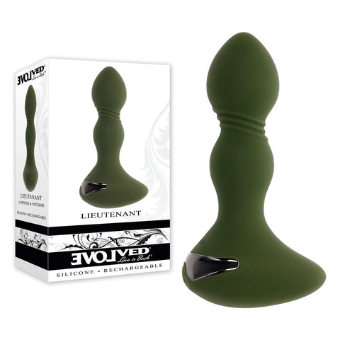 Evolved Lieutenant 12.2 cm USB Rechargeable Vibrating Butt Plug Green Butt Plugs - Vibrating