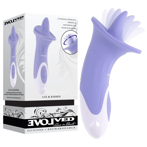 Evolved Lix and Kisses Purple Rechargeable Flicking Tongue Stimulator Purple STIMULATORS
