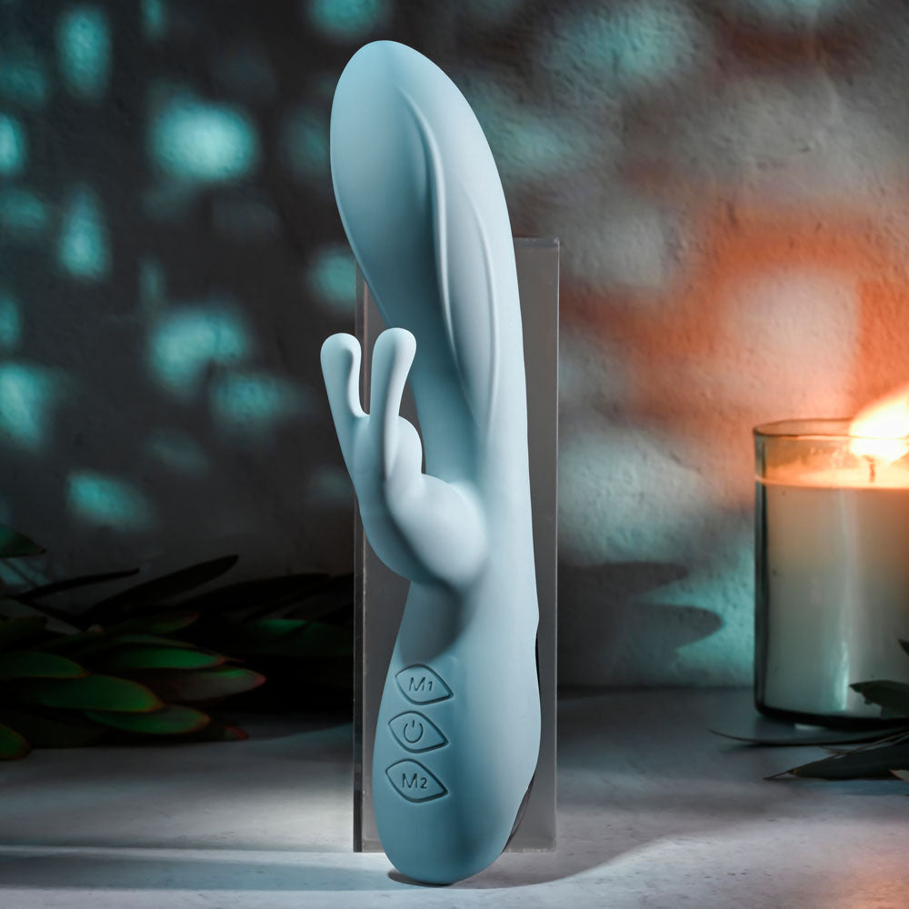 Boss Bunny 7.93 Inch Blue Silicone Rabbit Vibrator with Dual Stimulation > Vibrators > Ladies > Rabbit