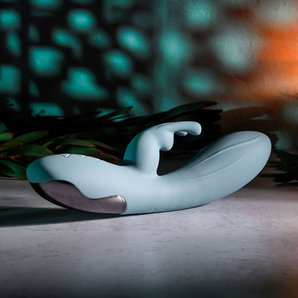 Boss Bunny 7.93 Inch Blue Silicone Rabbit Vibrator with Dual Stimulation > Vibrators > Ladies > Rabbit