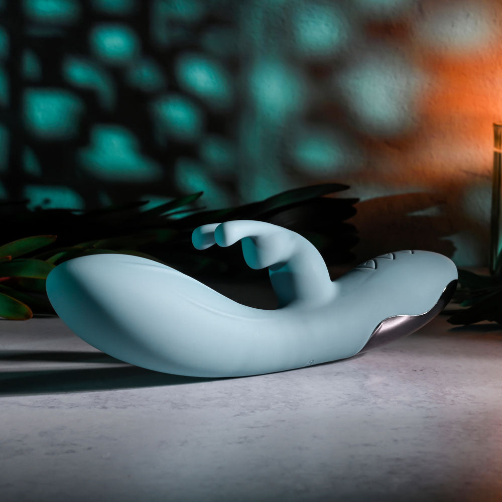 Boss Bunny 7.93 Inch Blue Silicone Rabbit Vibrator with Dual Stimulation > Vibrators > Ladies > Rabbit