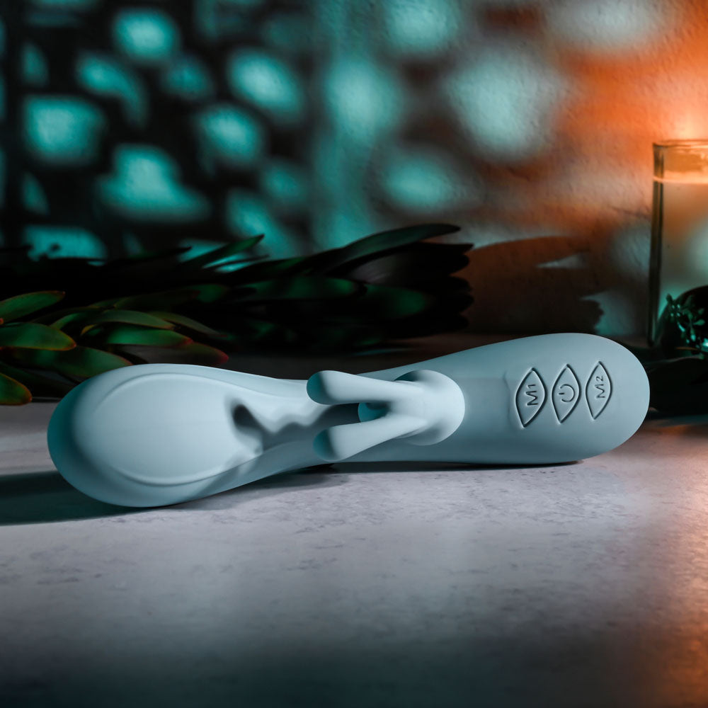 Boss Bunny 7.93 Inch Blue Silicone Rabbit Vibrator with Dual Stimulation > Vibrators > Ladies > Rabbit