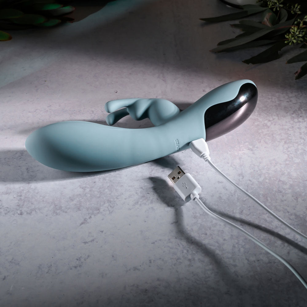 Boss Bunny 7.93 Inch Blue Silicone Rabbit Vibrator with Dual Stimulation > Vibrators > Ladies > Rabbit