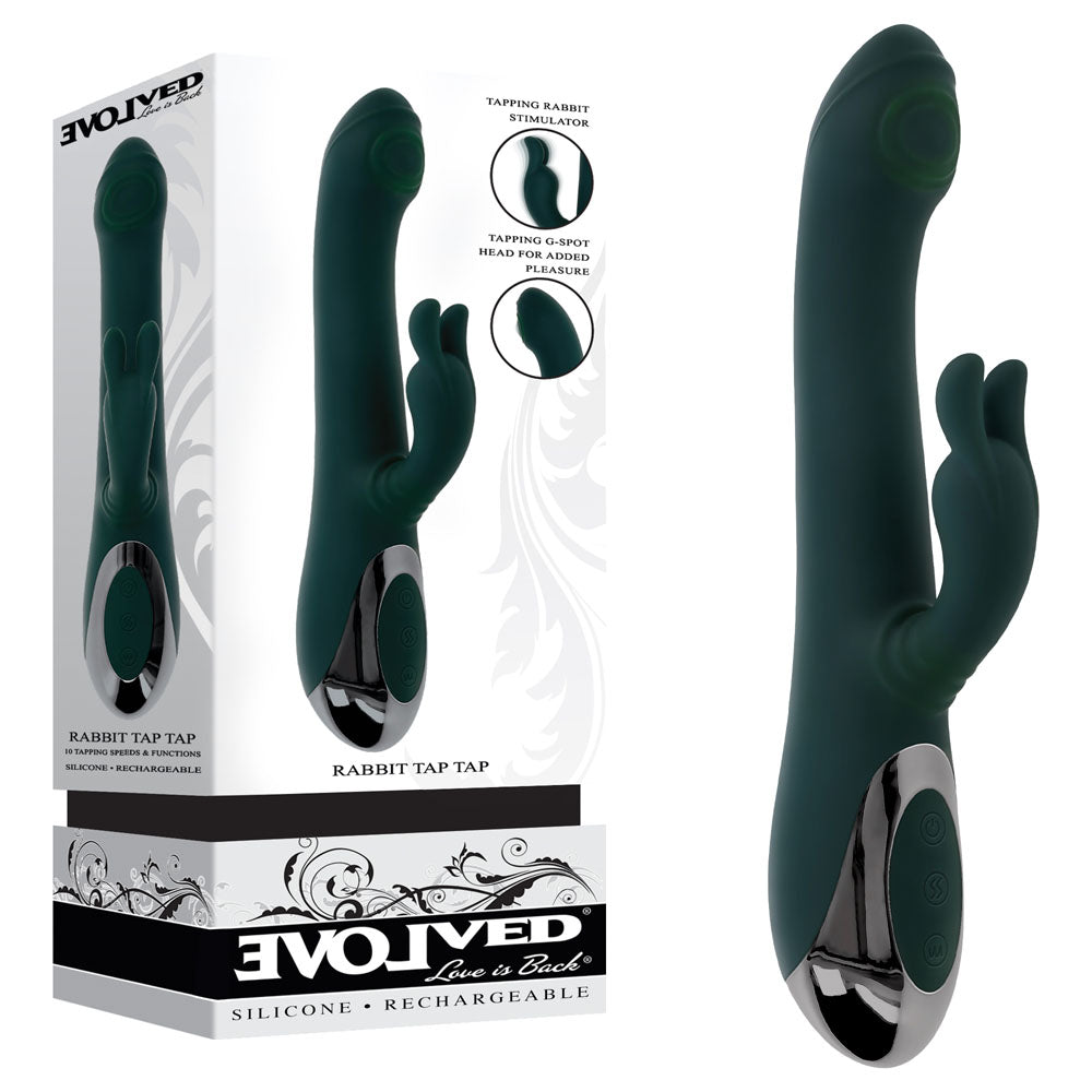 Evolved Rabbit Tap Tap 25 cm Vibrator with Tapping Tip Green > Vibrators > Ladies > Rabbit