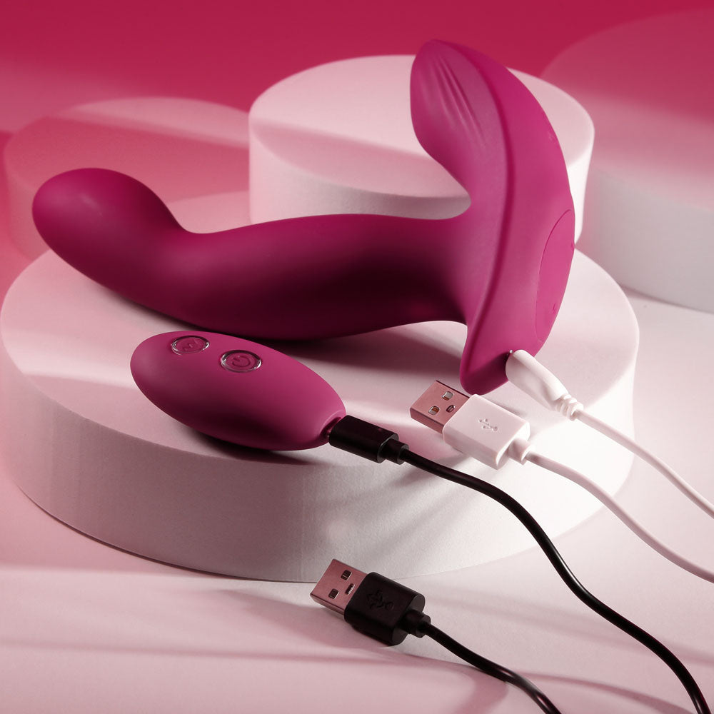 Evolved COME ON OVER Burgundy 15.9 cm USB Vibrator with Remote Couples Toys