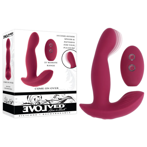 Evolved COME ON OVER - Burgundy 15.9 cm USB Rechargeable Vibrator with Wireless Remote Red VIBRATORS