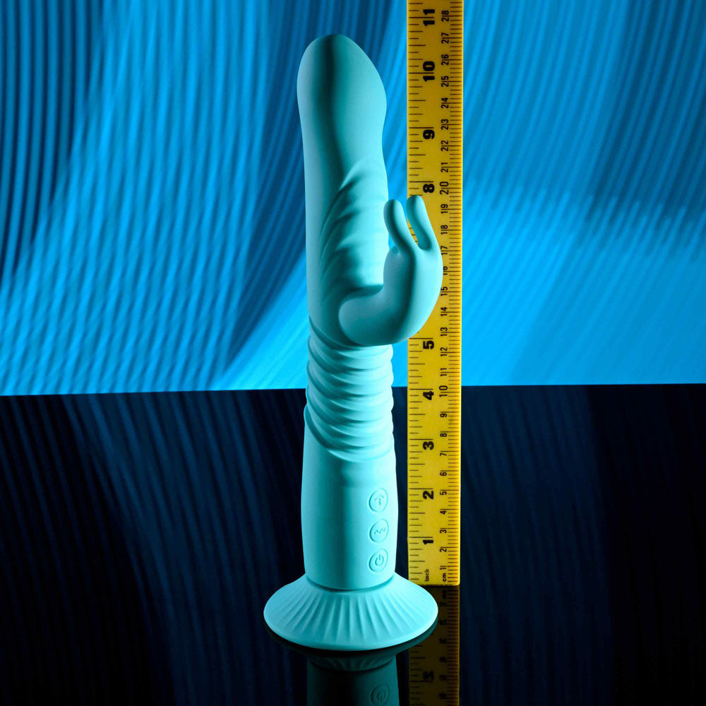 Evolved BUNNY HOP Teal 25.1 cm Thrusting Rabbit Vibrator > Vibrators > Ladies > Rabbit